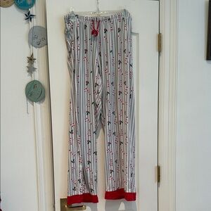 The royal standard gray and white Striped Pajama Pants with Candy Cane Print